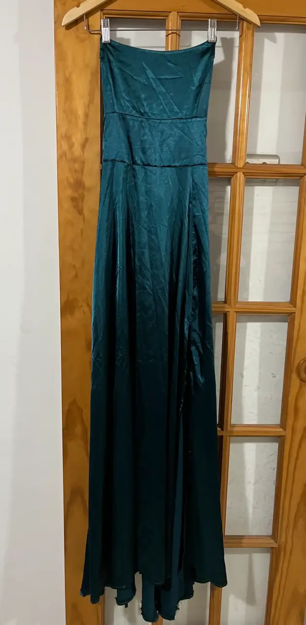 Vestido largo verde esmeralda elegante - 4