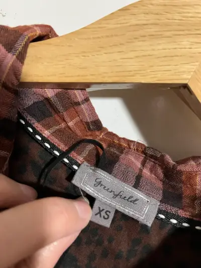 Camisa de franela a cuadros marrón y rosa para mujer - miniatura 3