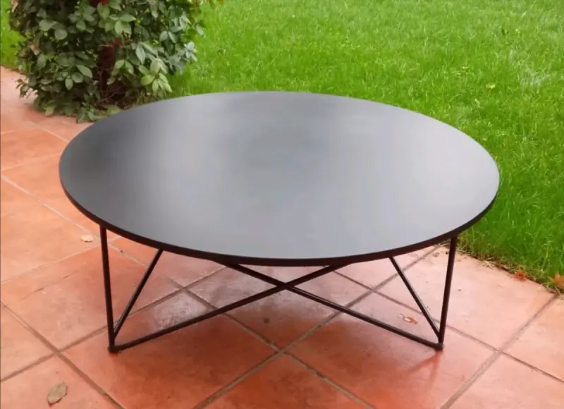 Mesa de Centro Redonda de Metal Negra - 3
