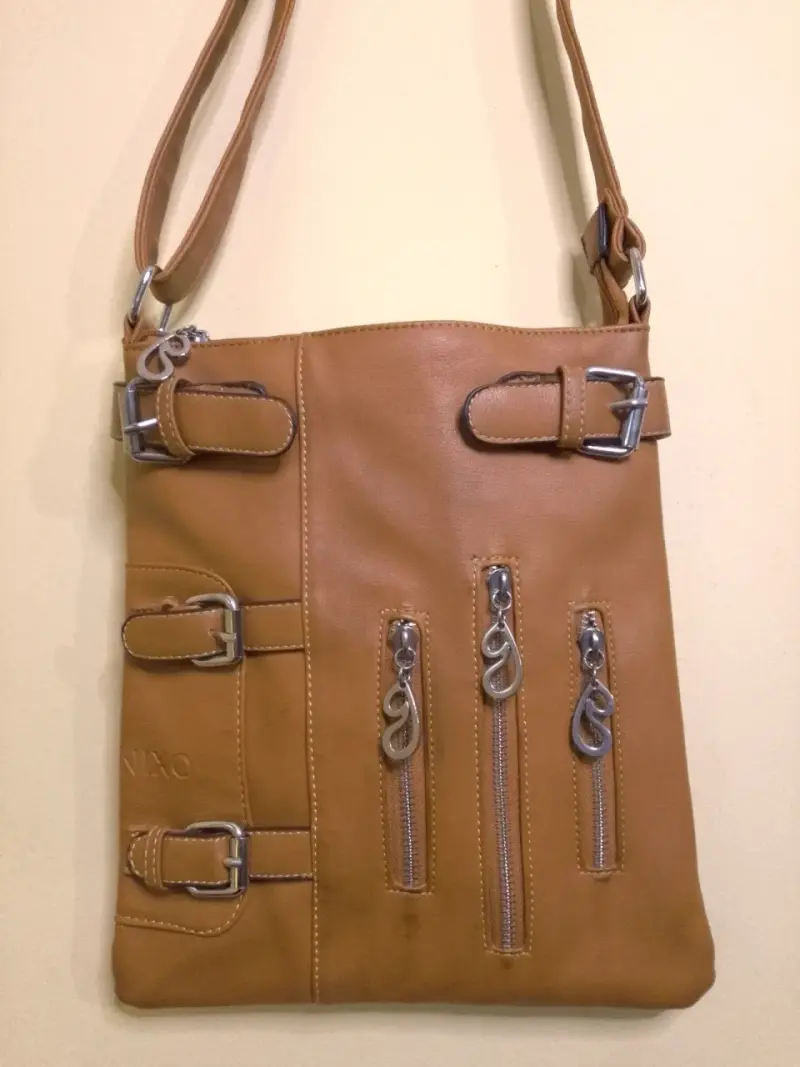 Cartera cruzada cuero sintético marrón con hebil - 2