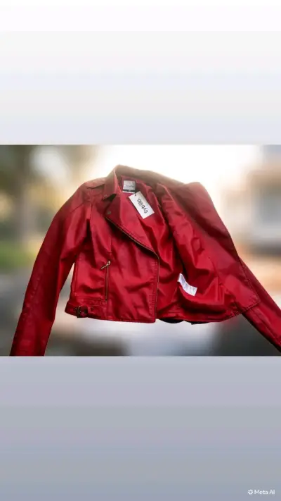 Chaqueta de cuero sintético roja para mujer - miniatura 1