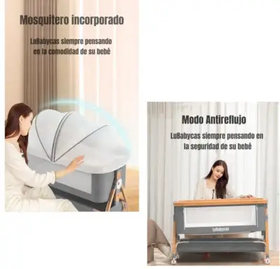 Cuna colecho 3 en 1 LuBabycas Prana con mosquitero - miniatura 4