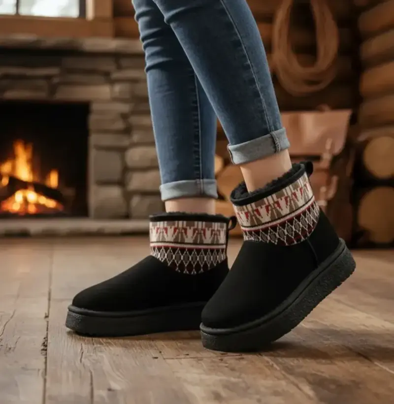 Pantubotas negras con diseño étnico - 2