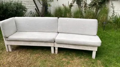 Sofá modular de jardín en madera blanca - miniatura 1