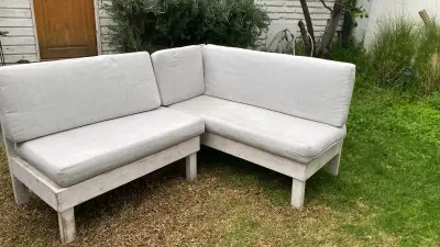 Sofá modular de jardín en madera blanca - miniatura 4