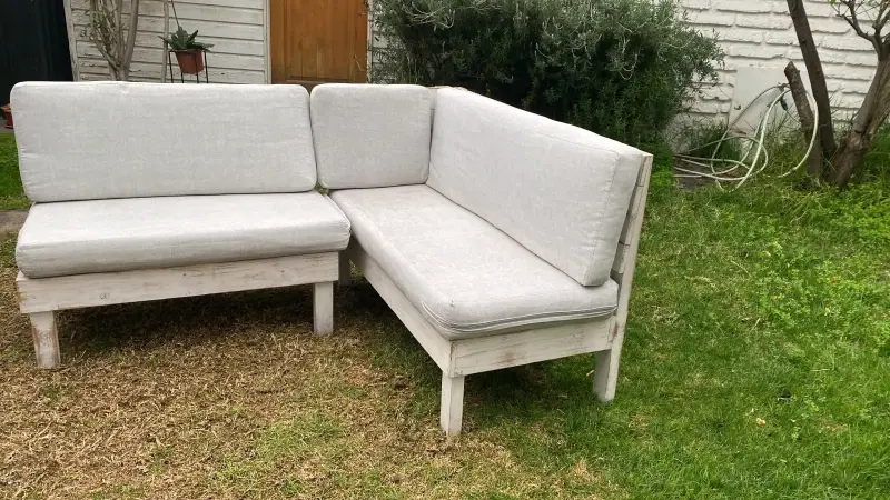 Sofá modular de jardín en madera blanca - 5