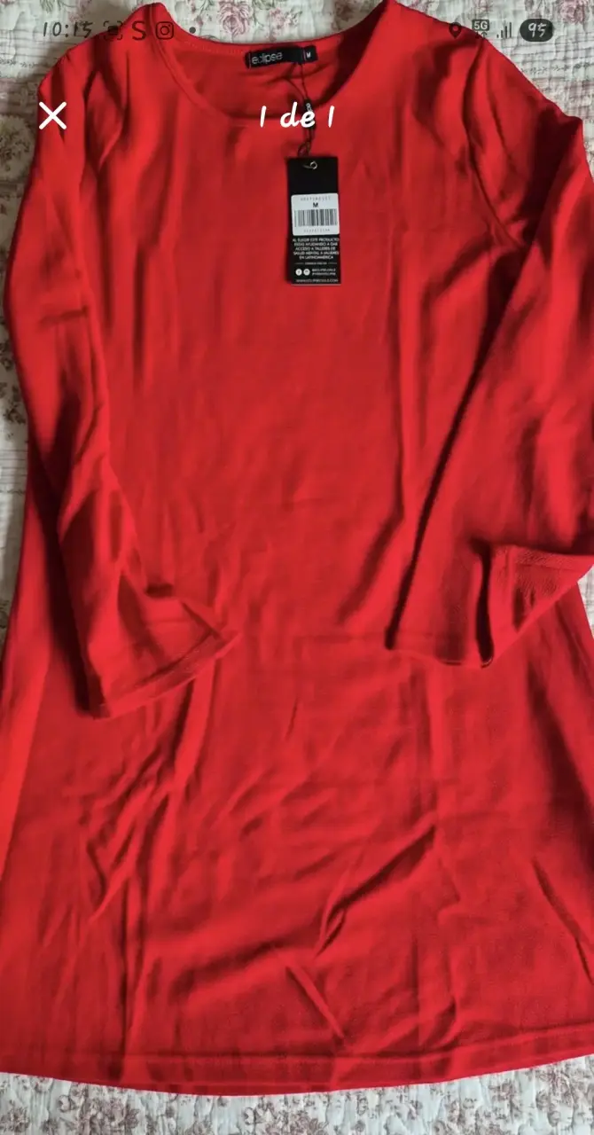 Vestido rojo de manga larga Eclipse talla M