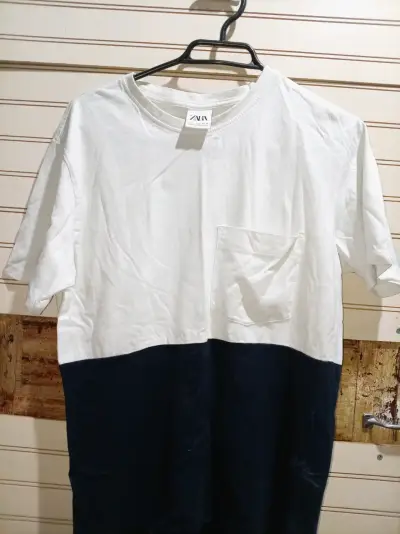 Polera bicolor blanca y negra Zara - miniatura 1
