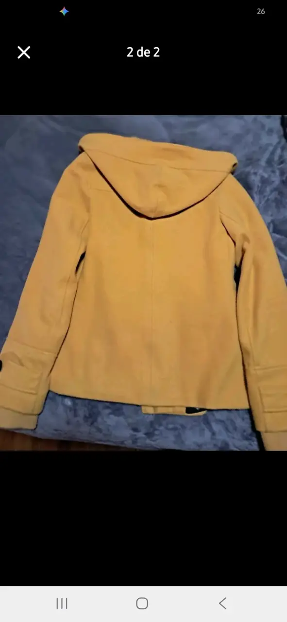 Abrigo amarillo con capucha para mujer talla XS - 2