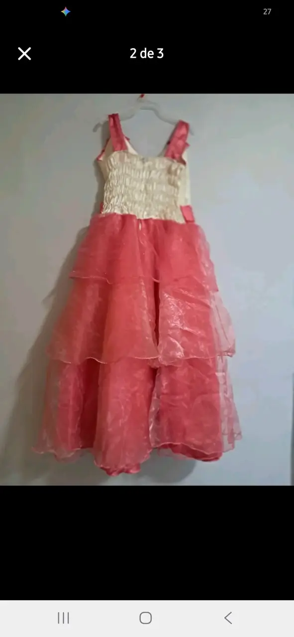 Vestido de fiesta para niña con flores rosadas - 2
