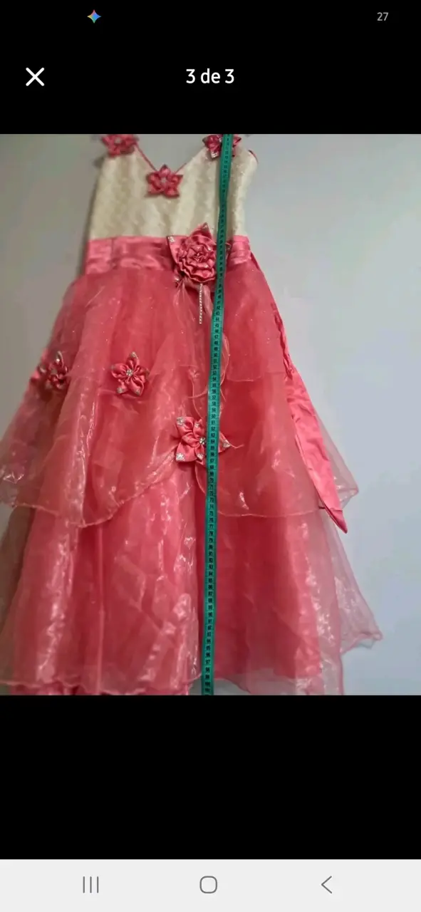 Vestido de fiesta para niña con flores rosadas - 3