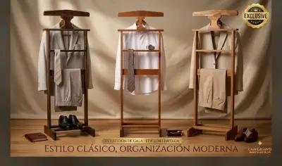 Perchero valet de madera estilo clásico - miniatura 1