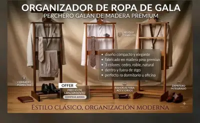 Perchero valet de madera estilo clásico - miniatura 2