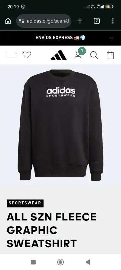 Polerón Adidas Sportswear negro unisex - miniatura 1