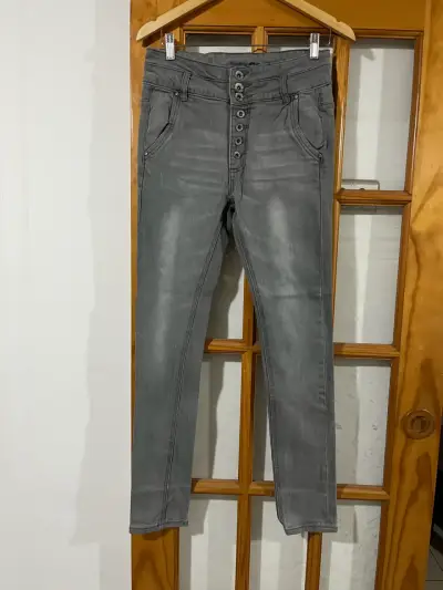 Jeans gris ajustados para mujer talla W29 - miniatura 1