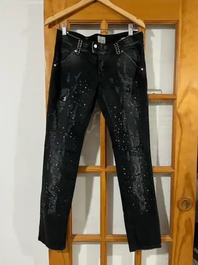 Jeans negros con detalles brillantes MET - miniatura 1
