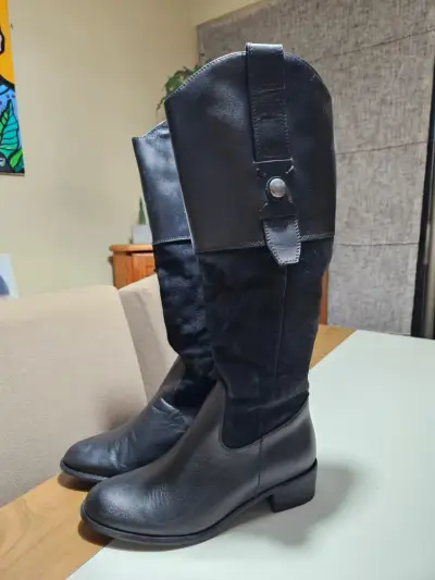 Botas de cuero negro Bruno Rossi - miniatura 1