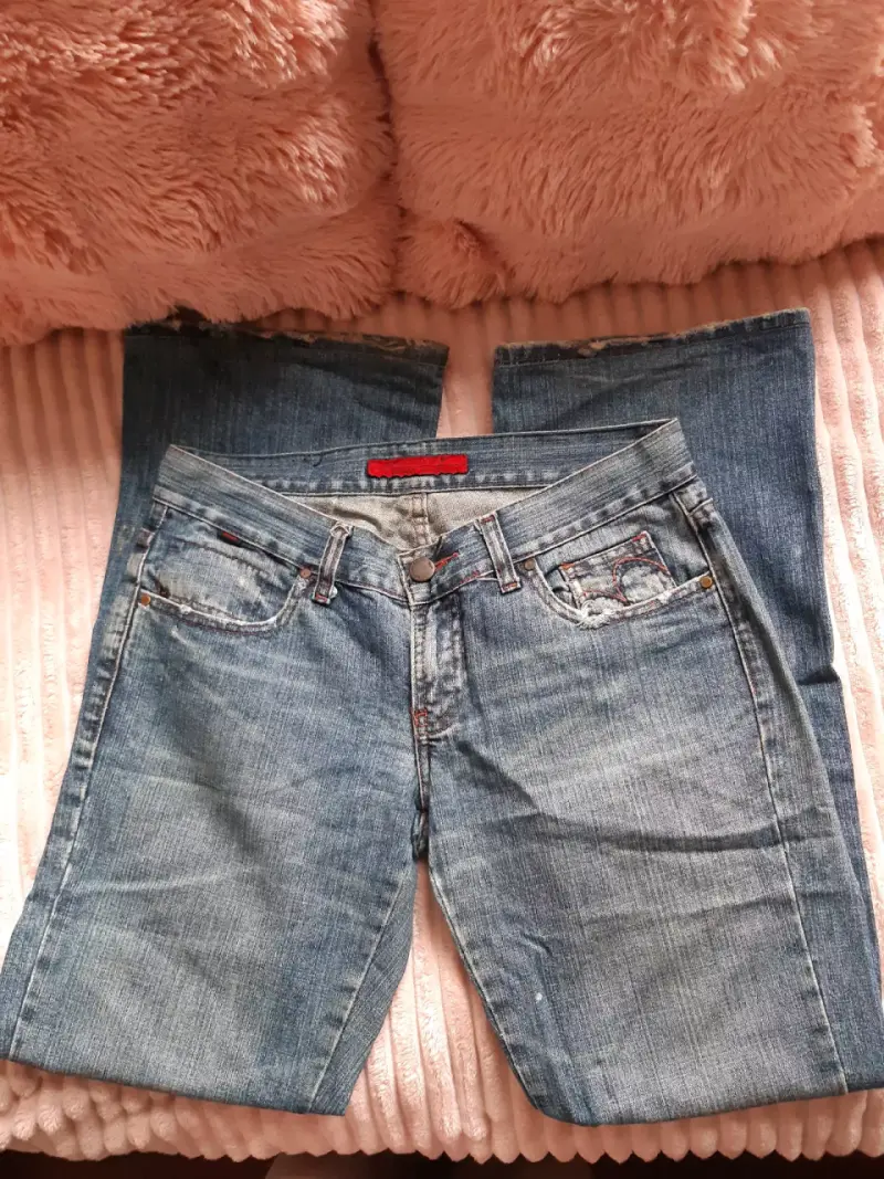 Jeans de mezclilla azul de tiro bajo mujer - 3