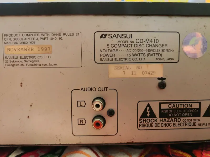Reproductor de CD Sansui 5 Discos CD-M410 - 3