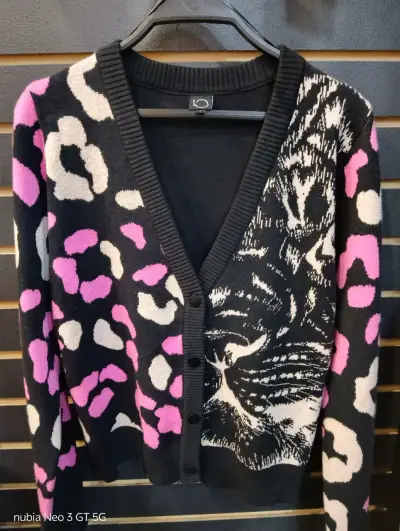 Cardigan de lana con estampado animal print - miniatura 1