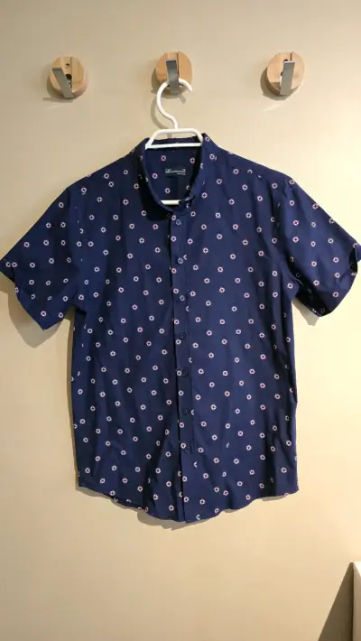 Camisa azul de hombre C&A con estampado - miniatura 1