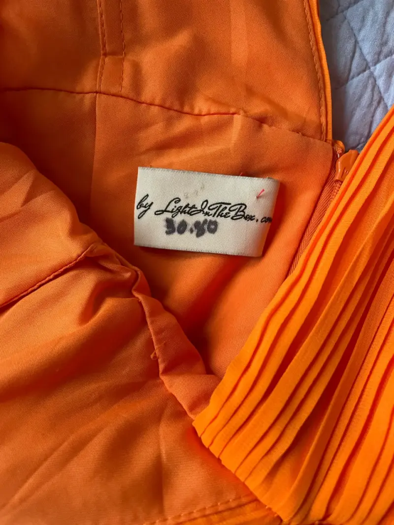 Vestido largo plisado naranja vibrante - 6