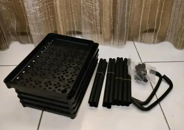Carro organizador de metal negro con ruedas - 3