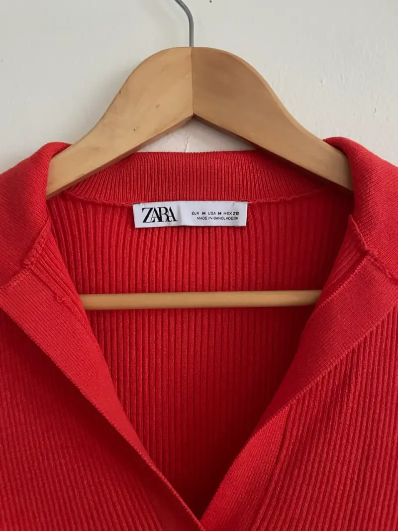 Vestido Naranjo/rojo de punto Zara con cuello en V - 2