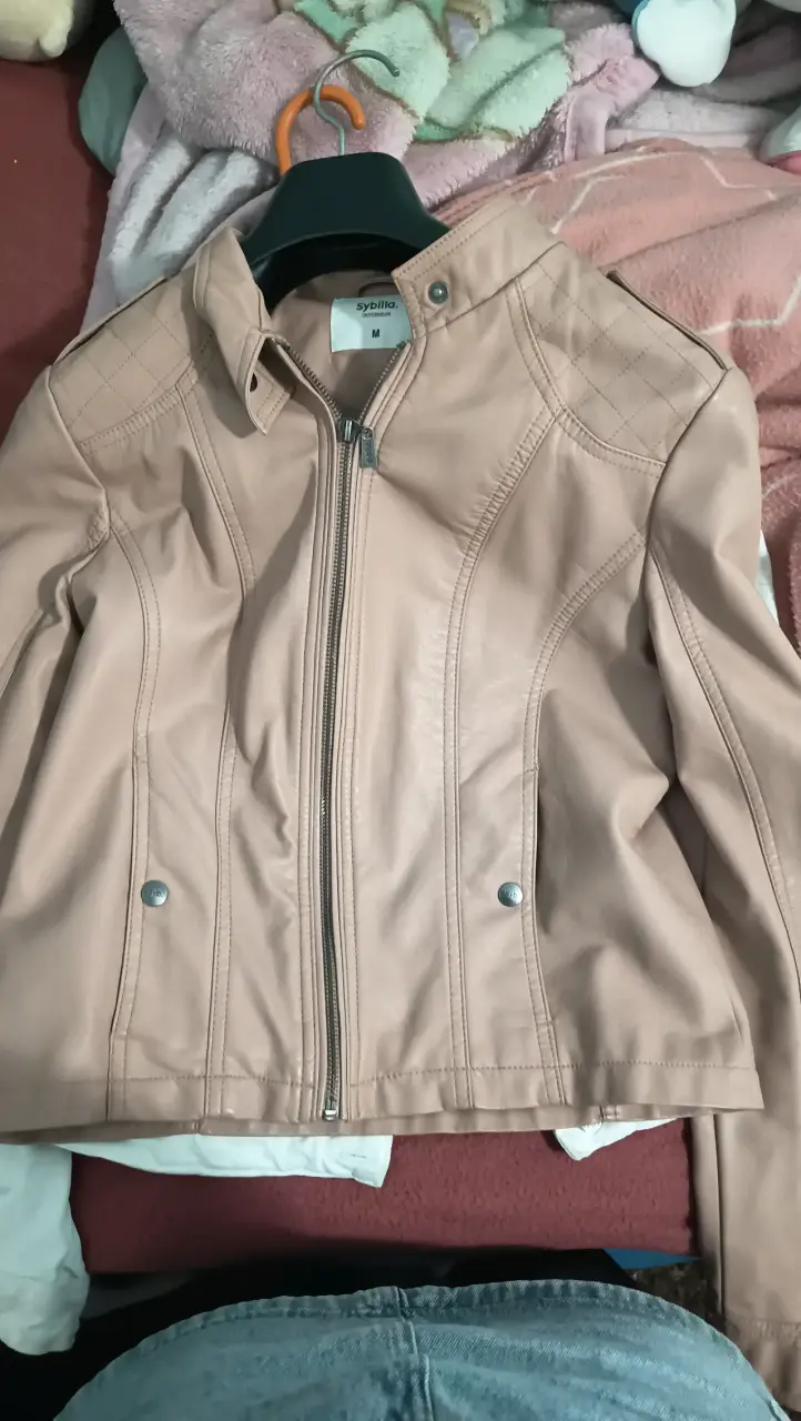 Chaqueta de cuero sintético beige Sybilla - 2