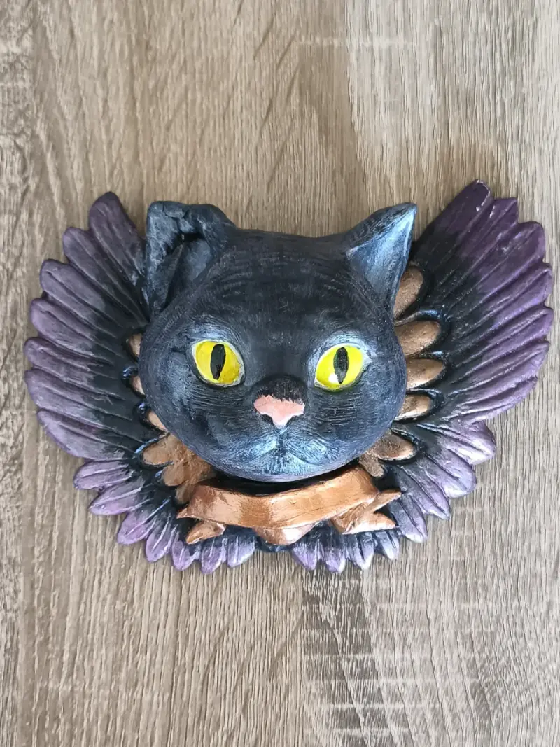Decoración de pared gato negro con alas - 2