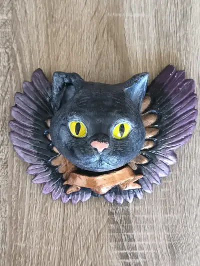 Decoración de pared gato negro con alas - miniatura 2