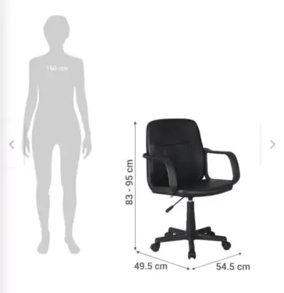 Silla de Oficina Negra Ajustable - miniatura 2