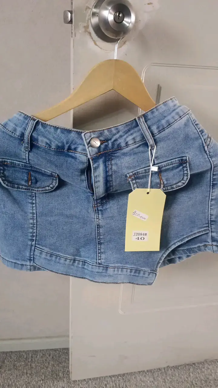 Falda Short de mezclilla azul para mujer - 4