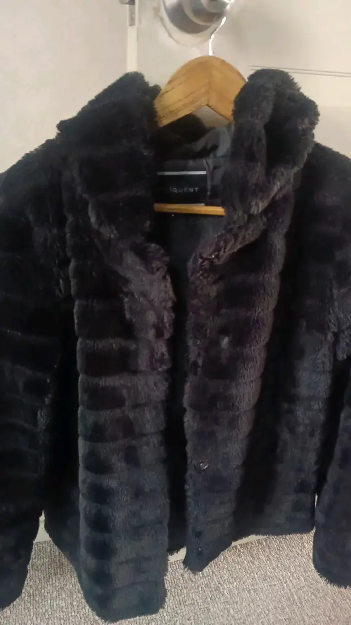 Chaqueta de piel sintética negra para mujer - 2