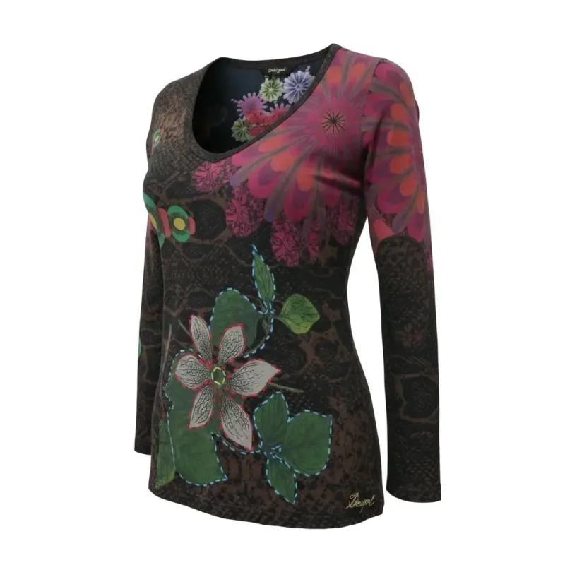 Polera Desigual (M) con estampado floral - 1