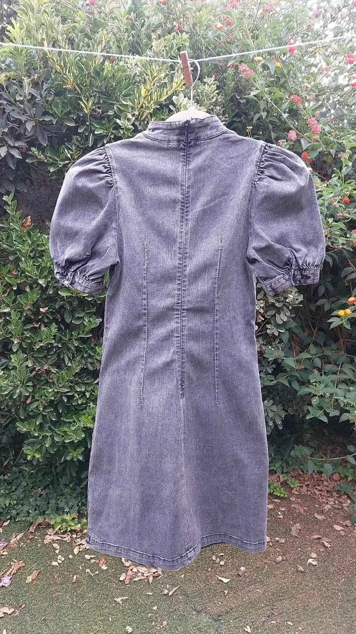 Vestido qipao jeans gris estilo oriental - 6