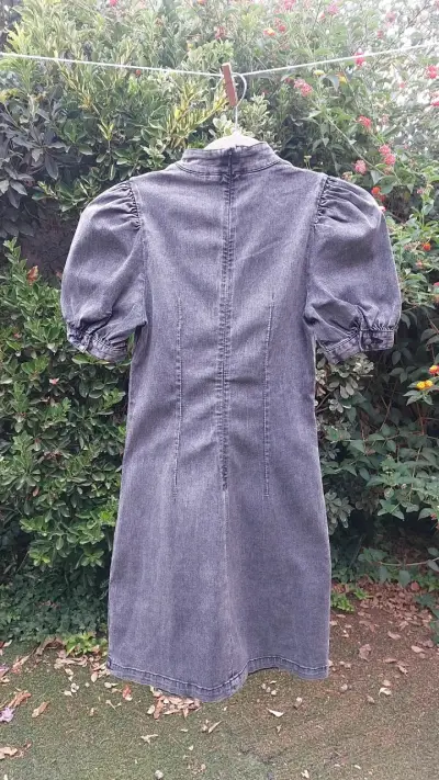 Vestido qipao jeans gris estilo oriental - miniatura 6