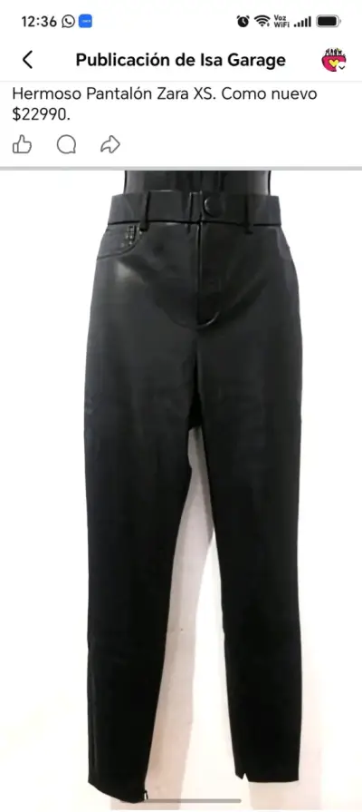 Pantalón negro Zara XS como nuevo - miniatura 1