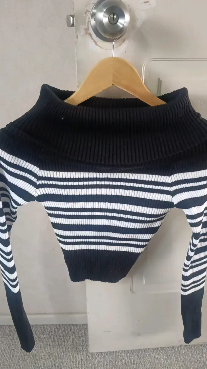 Suéter de rayas blanco y negro para mujer - 3