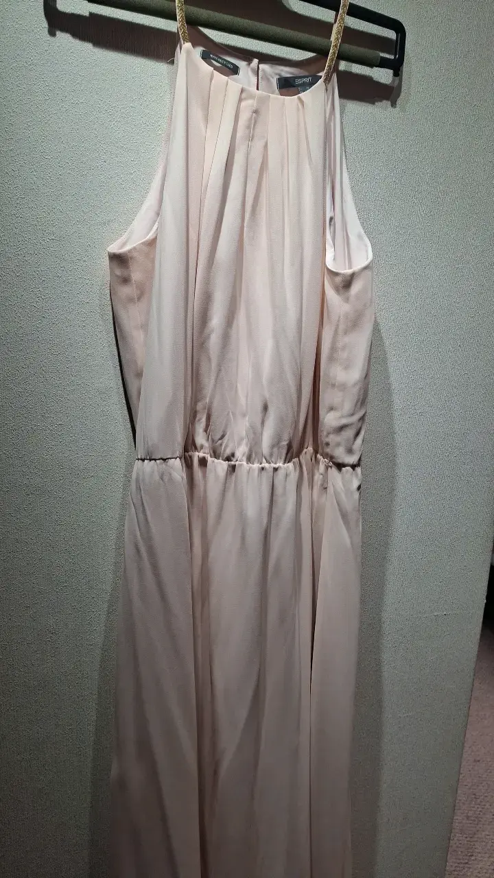 Vestido largo rosa con tirantes dorados Esprit - 2