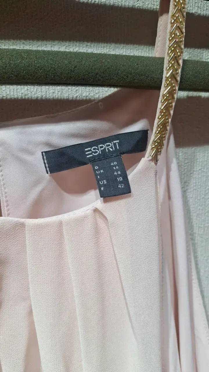 Vestido largo rosa con tirantes dorados Esprit - 3