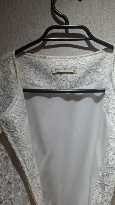 Vestido largo blanco con flecos Swass - miniatura 2