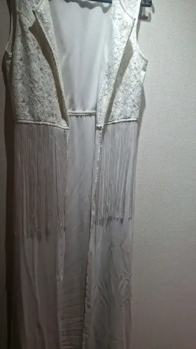 Vestido largo blanco con flecos Swass - miniatura 3