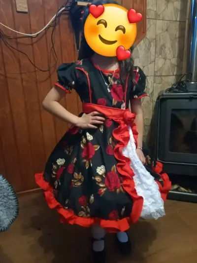 Vestido de niña con flores más falso y abrigo - miniatura 2