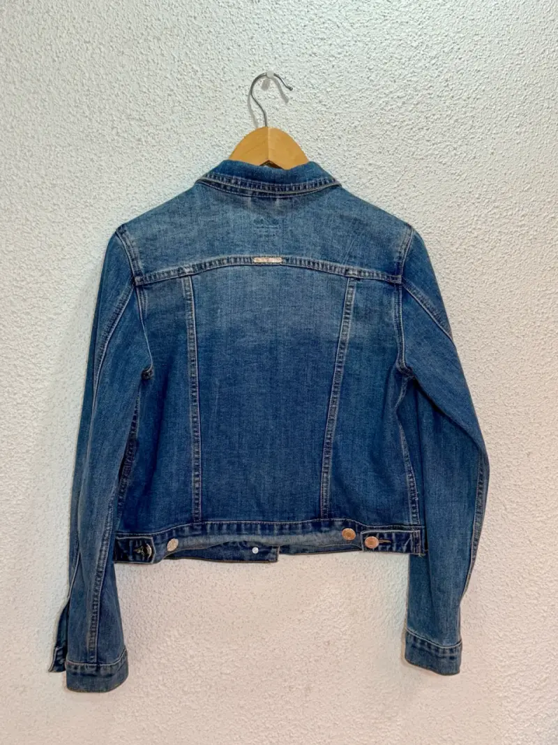 Chaqueta de mezclilla azul para mujer - 2
