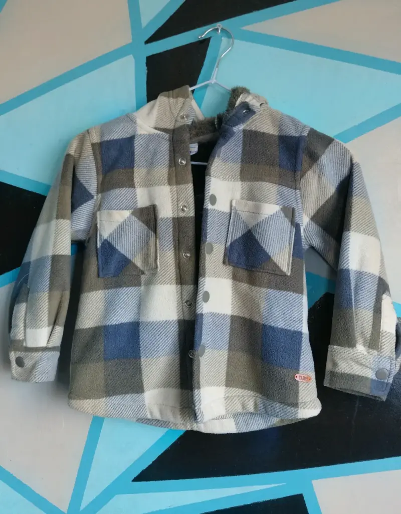 Chaqueta de franela a cuadros para niños - 1