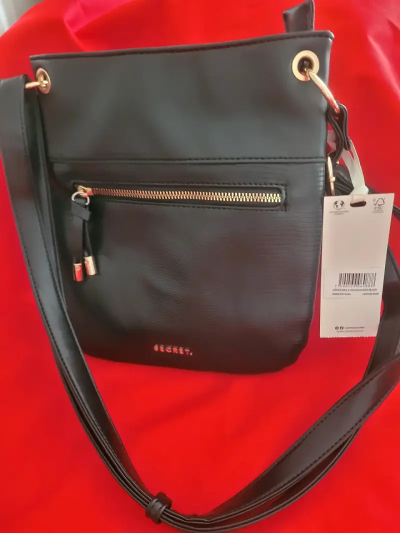 Cartera cruzada negra Secret con cierre dorado - 3