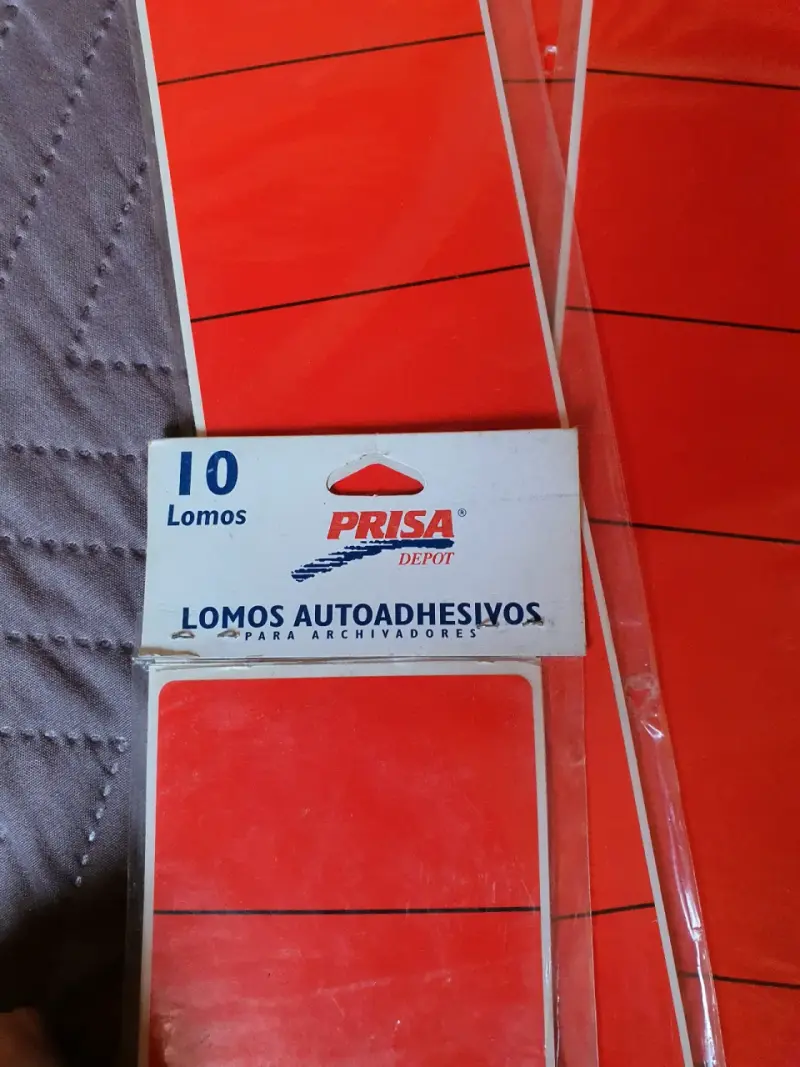 Lomos autoadhesivos rojos Prisa para archivadores - 2