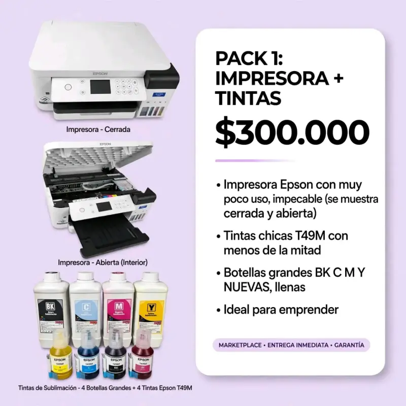 Pack Impresora Epson y Estampadora con Tintas - 1