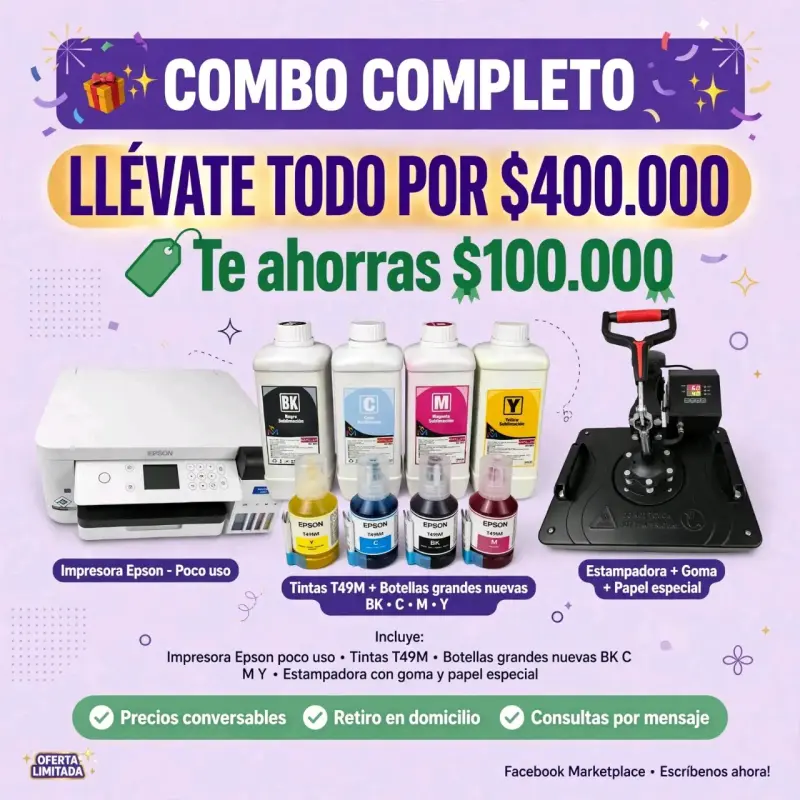 Pack Impresora Epson y Estampadora con Tintas - 3